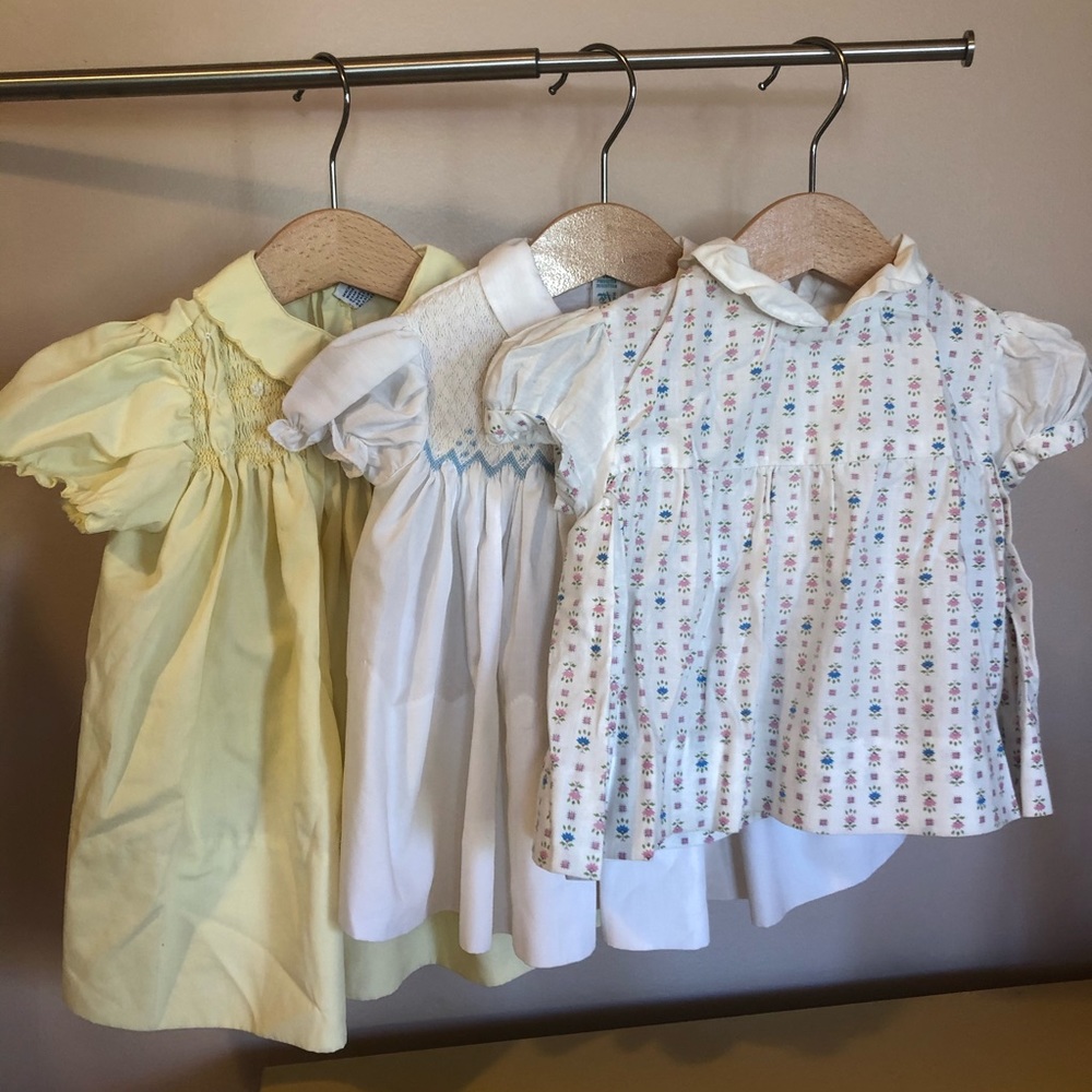 Vintage smocked infant dress bundle